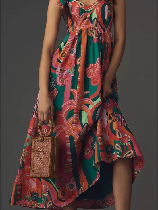 FARM Rio Dresses & Skirts - FARM Rio Multicolor Floral High-Low Skirt in Teal, Coral and Pink